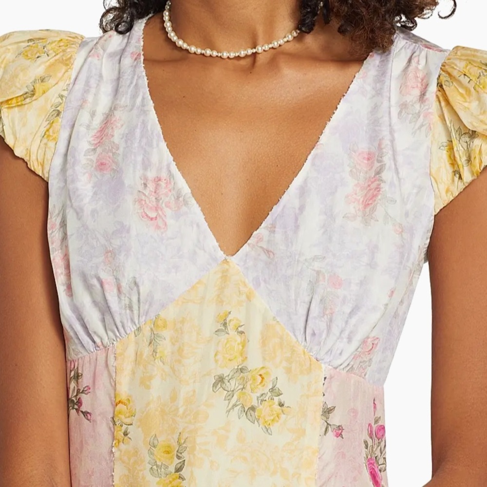 Loveshackfancy Rainbow Clouds Russ Patchwork Silk… - image 7